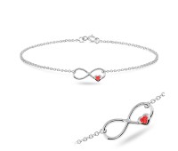 Infinity Symbol with Heart CZ Stone Silver Anklet ANK-320